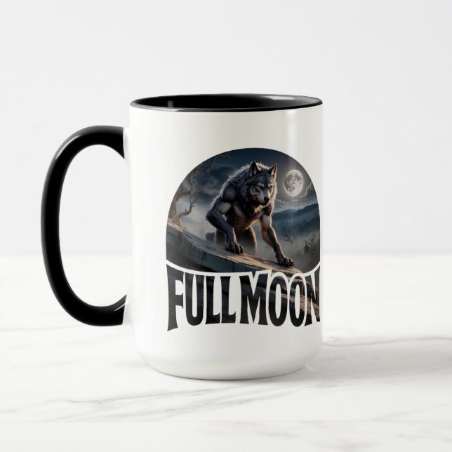 Caneca Lobisomem da Lua Cheia - Horror da Fantasia Gótica (Esquerda)