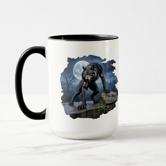 Caneca Lobisomem da Lua Cheia - Horror da Fantasia Gótica (Esquerda)