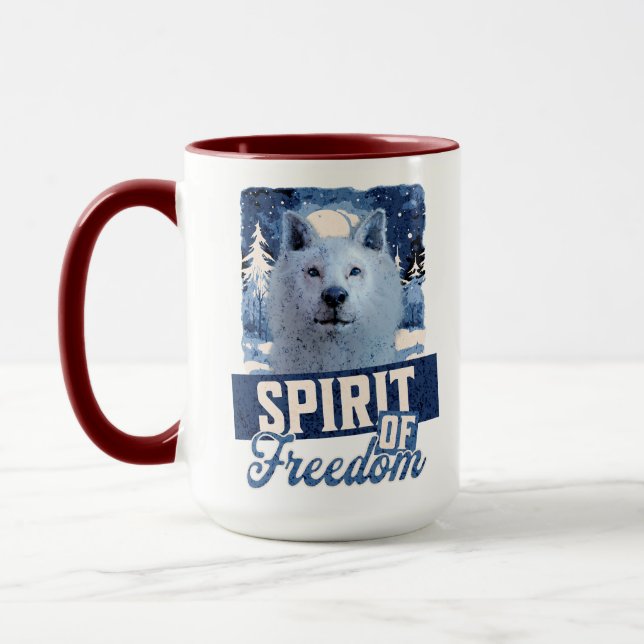 Caneca Lobo Ártico Espírito de Liberdade Desenho de Vida  (Esquerda)