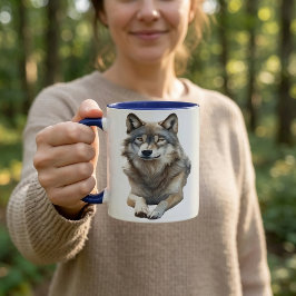 Caneca Lobo Cinza Aquarela