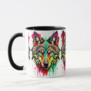 Caneca Lobo Colorido Cabeça - Lobo Mug - Lobos