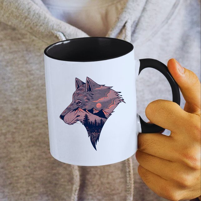 Caneca Lobo e Montanha (Criador carregado)