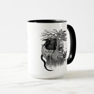 Caneca Lobo e Raven com crânio