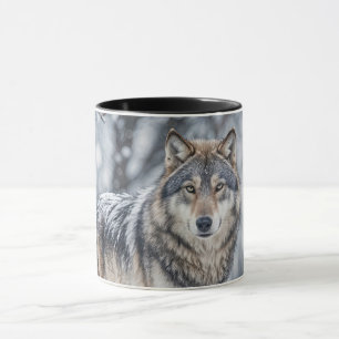 Caneca Lobo lindo na neve vida selvagem