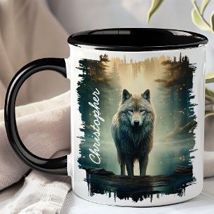 Caneca Lobo na Floresta Nebulosa