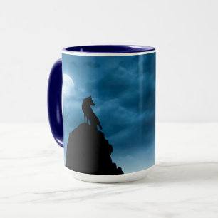 Caneca Lobo Na Luz Da Túpula Cerâmica