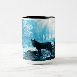Caneca Lobo Negro Sozinho na Floresta