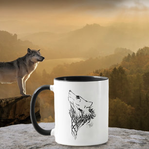 Caneca Lobo Negro Tribal Howl
