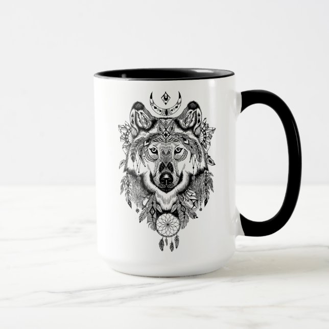 Caneca Lobo tribal indiano (Direita)