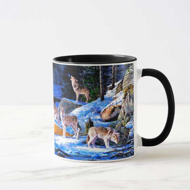 Caneca Lobos em pintura de neve (Direita)