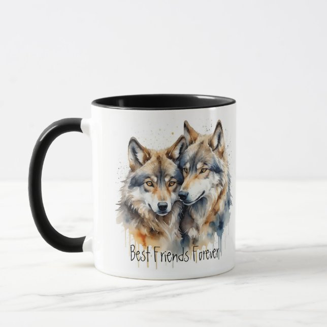 Caneca Lobos Engraçados E Bonitos Melhores Amigos Para Se (Esquerda)