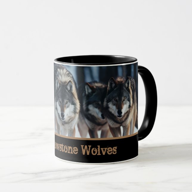 Caneca Lobos Yellowstone Coffee Mug Dois Tons (Frente Esquerda)