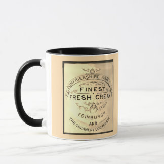 Caneca Lockerbie Creamery Label Black Text Trim 