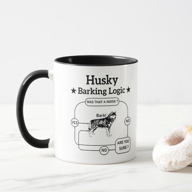 Caneca Lógica de Latido de Husky Cachorro Siberiano Engra (Com Donut)