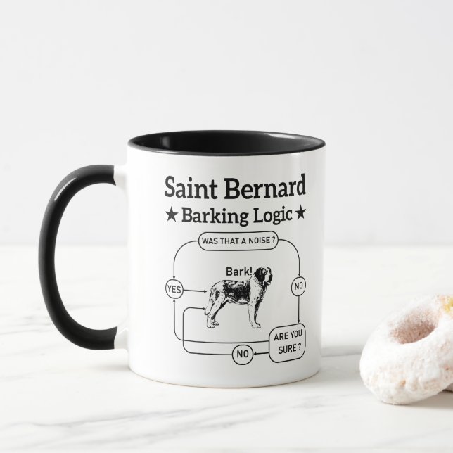 Caneca Lógica de Latido de São Bernardo Engraçado Dono de (Com Donut)