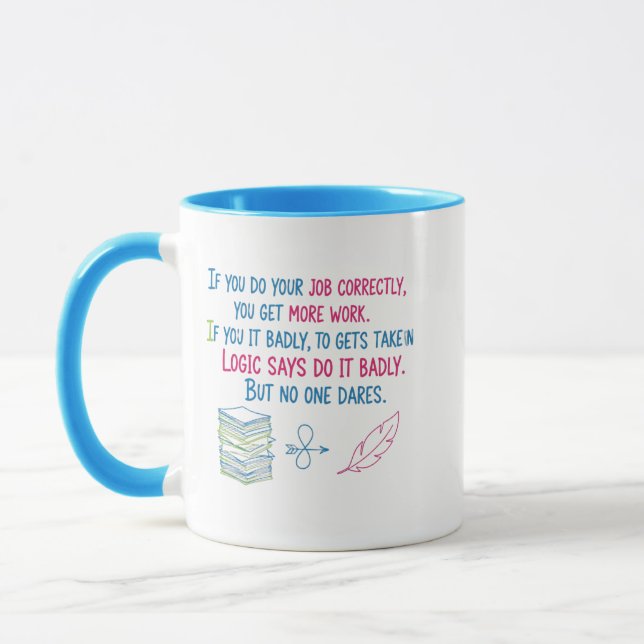 Caneca Lógica Divertida do Café no Local de Trabalho (Esquerda)