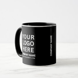 Caneca Logotipo branco personalizado da empresa em preto 