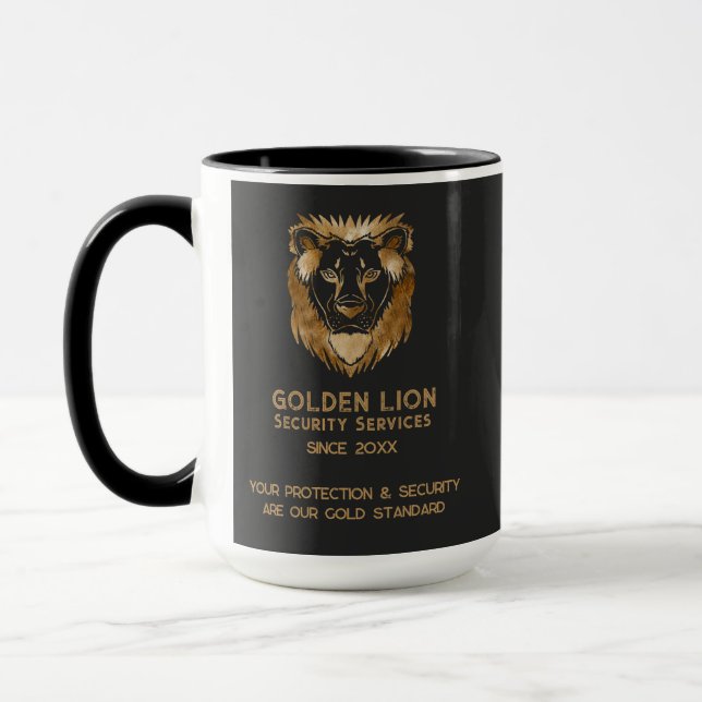 Caneca Logotipo comercial Elegante Black Dourado Lion Lux (Esquerda)