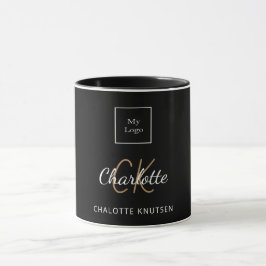 Caneca Logotipo comercial: script das iniciais do monogra