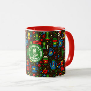 Caneca Logotipo da coffee folk em um padrão colorido de b