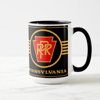Caneca Logotipo da Ferrovia da Pensilvânia, preto e Doura