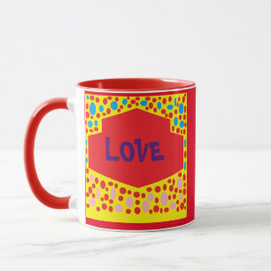 Caneca Logotipo de aves de amor em pontos vermelhos e ama