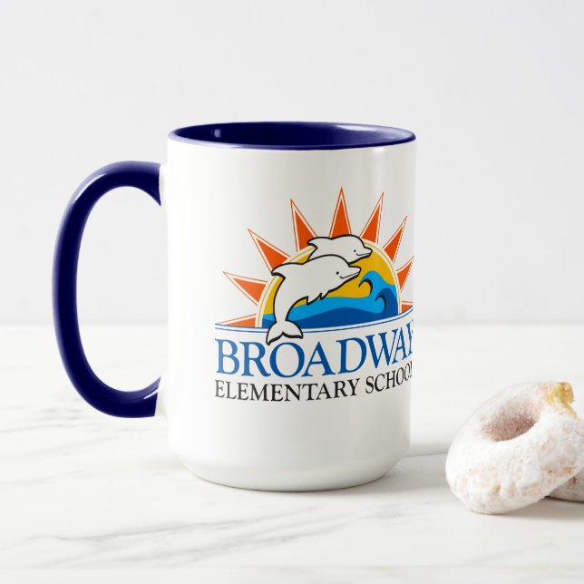 Caneca Logotipo de Cor da Escola Elementar da Broadway Mu (Com Donut)