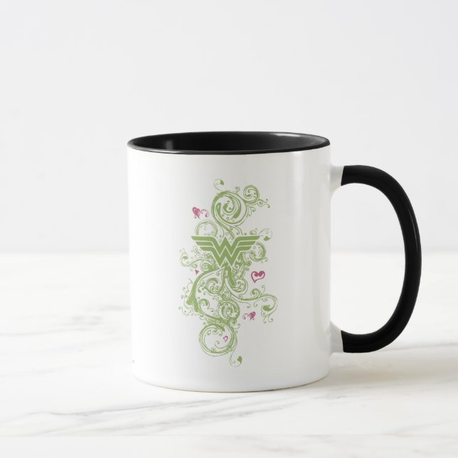 Caneca Logotipo de espiral verde da Mulher Maravilha (Direita)