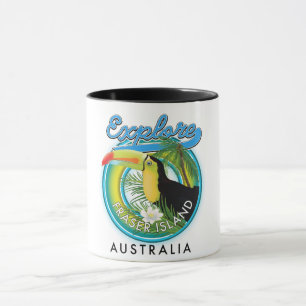 Caneca Logotipo de exploração da Austrália na Ilha Fraser
