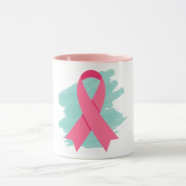 Caneca Logotipo de fita rosa de consciência do Cancer da  (Centro)