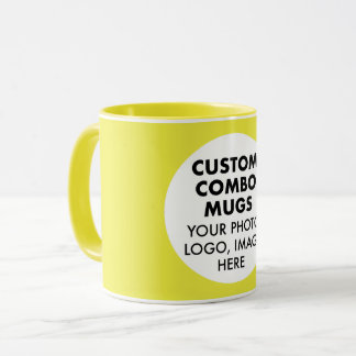 Caneca Logotipo de Foto de Moldura Redonda Amarelo Combo