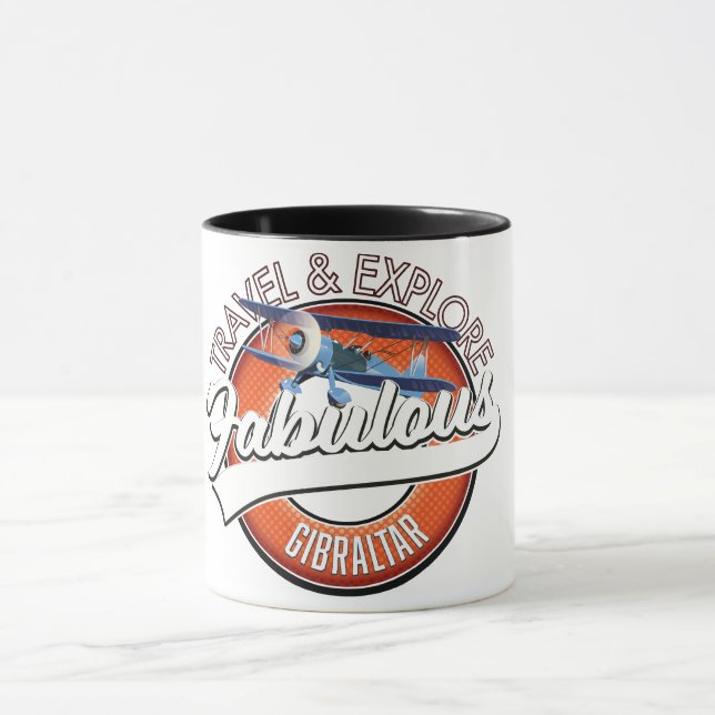Caneca logótipo de Gibraltar fabuloso explorar viajar (Centro)