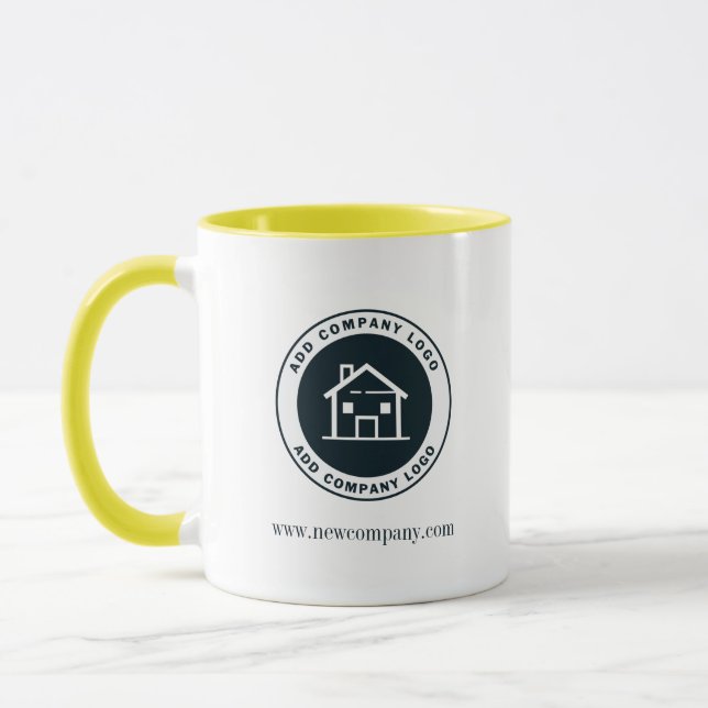 Caneca Logotipo de Negócios Simples Brindes para Funcioná (Esquerda)