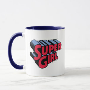 Caneca Logotipo de nome empilhado da Supergirl vermelha e