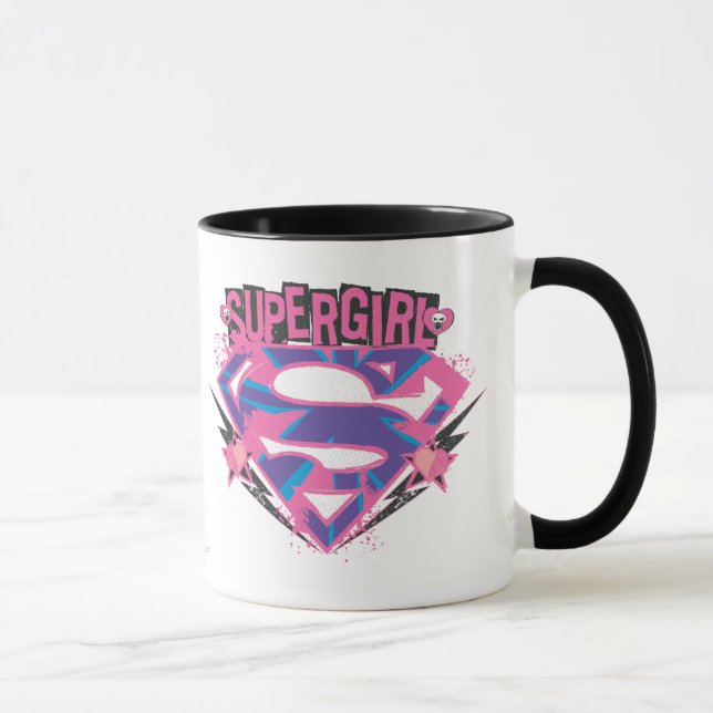 Caneca Logotipo de Supergirl Pink e Purple Grunge (Direita)