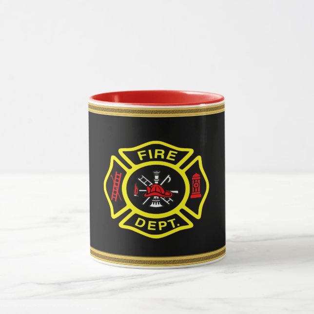 Caneca Logotipo do Corpo de Bombeiros Crachá Preto e Amar (Centro)