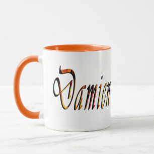 Caneca Logotipo do Damien Name, Orange Combo Coffee Mug