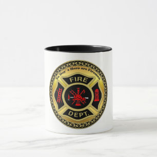 Caneca Logotipo do Departamento de Bombeiros Crachá Pret