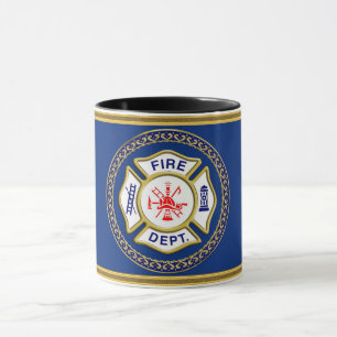 Caneca Logótipo do Departamento de Fogo Crachá Azul e Bra