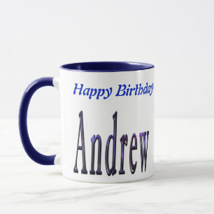 Caneca Logotipo do nome Andrew azul,