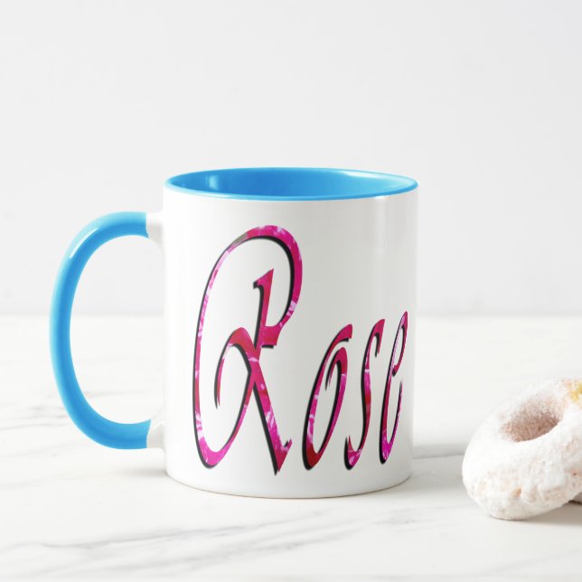 Caneca Logotipo do nome da mulher rosa, (Com Donut)