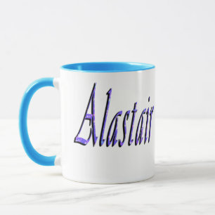 Caneca Logotipo do nome do Alastair azul,