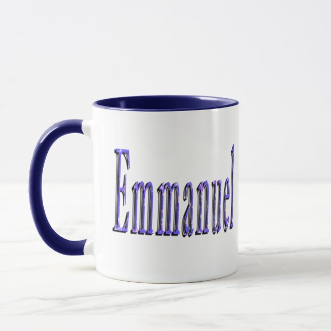 Caneca Logotipo do nome Emmanuel Blue Starry (Esquerda)