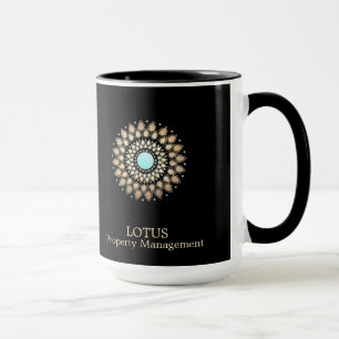 Caneca Logotipo do Ornamentado Dourado Elegante preto