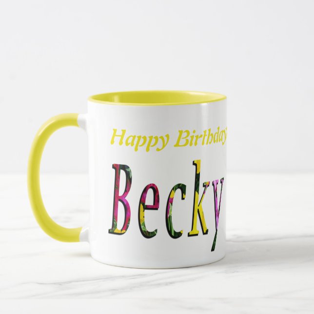 Caneca Logotipo Floral Becky Name (Esquerda)