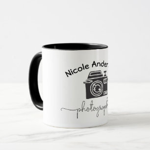 Caneca Logotipo Gráfico Minimalista Moderno de Câmera Fot