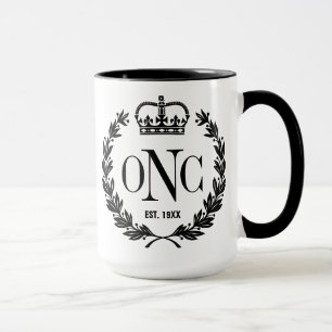 Caneca Logotipo Monograma Monograma Laurel em Preto