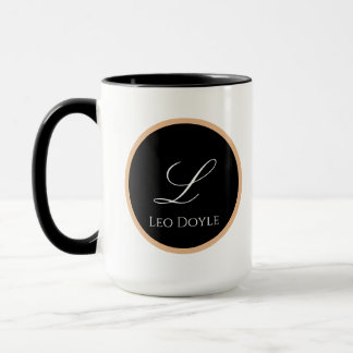 Caneca Logotipo Personalizado de Nome Inicial Preto e Dou