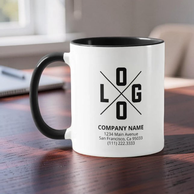 Caneca Logotipo Personalizado Moderno para Pequenas Empre (Criador carregado)