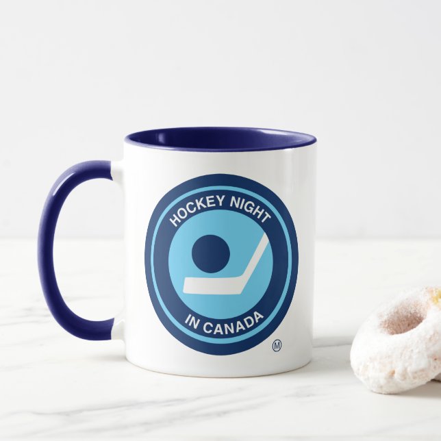 Caneca Logotipo retrô da noite de hóquei no Canadá (Com Donut)